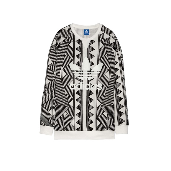 Adidas Originals Mexkumerex Black White Geometric Crewneck Sweatshirt Size Small - Picture 1 of 12